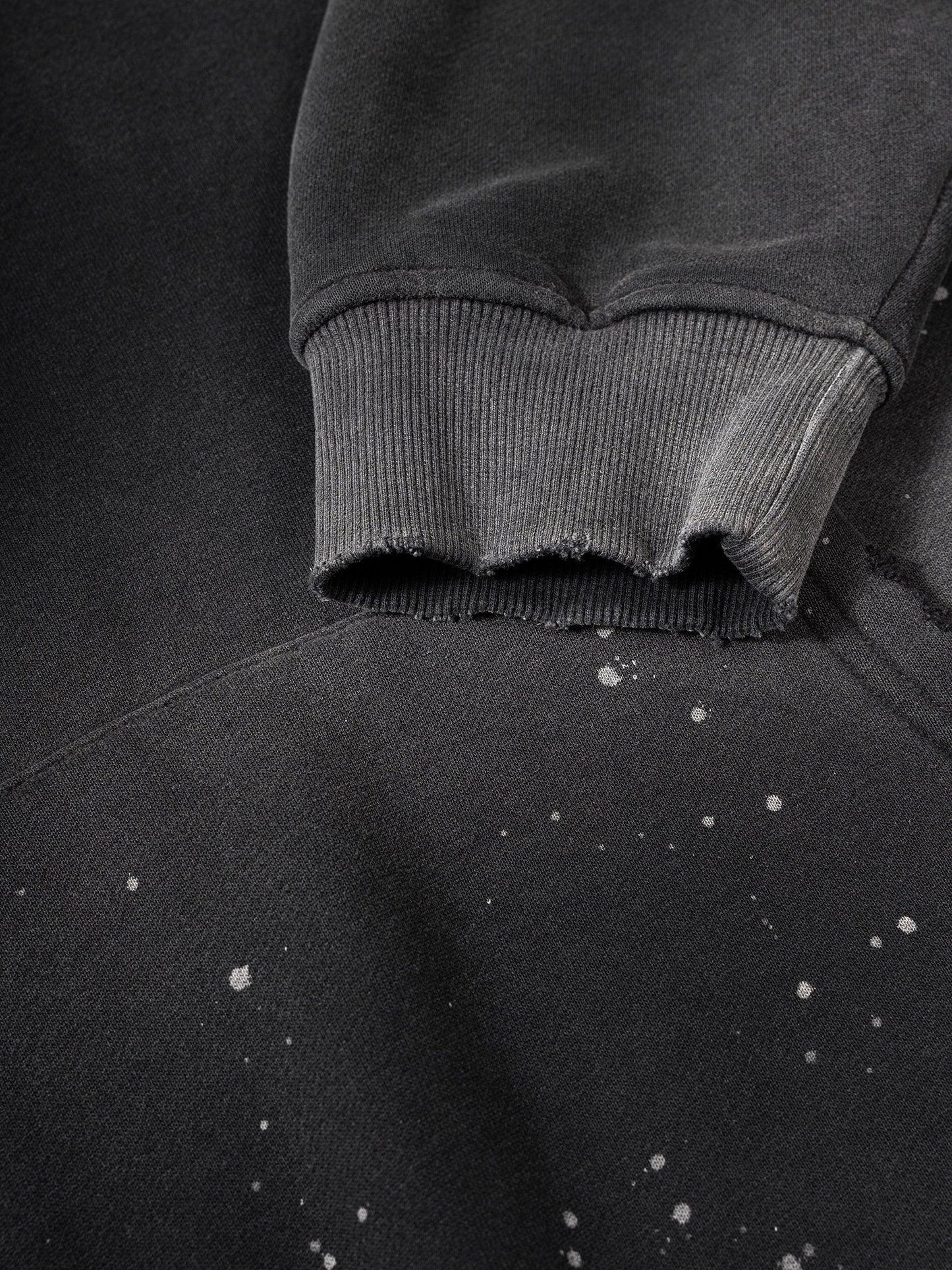 "Power Man" Vintage Washed Frayed Fleece Hoodie