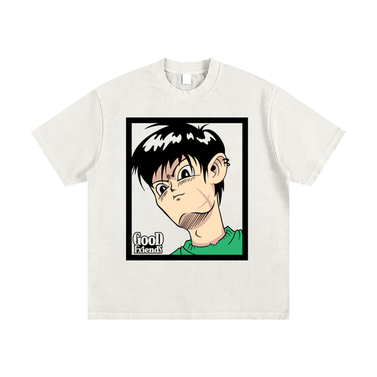 "Anime Boy" Heavyweight Vintage Washed Frayed T-Shirt