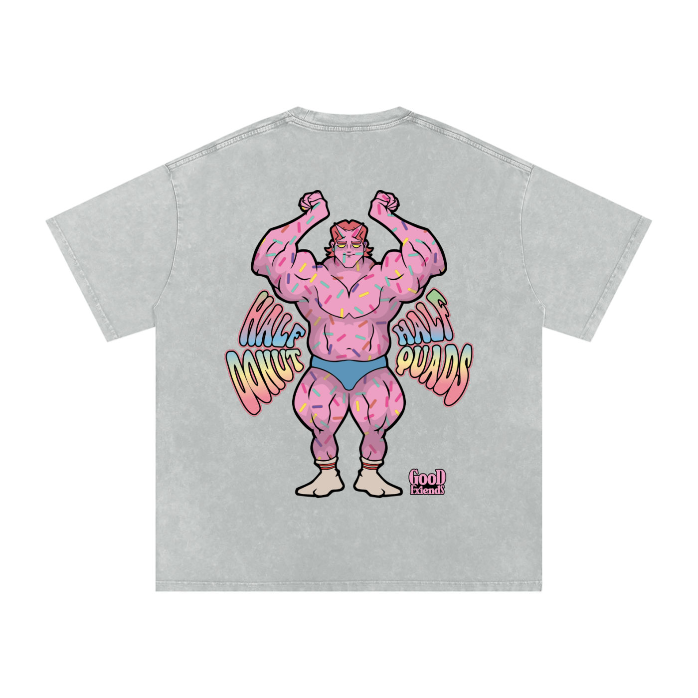 "Donut Man" Snow Washed Oversized Cotton T-Shirt