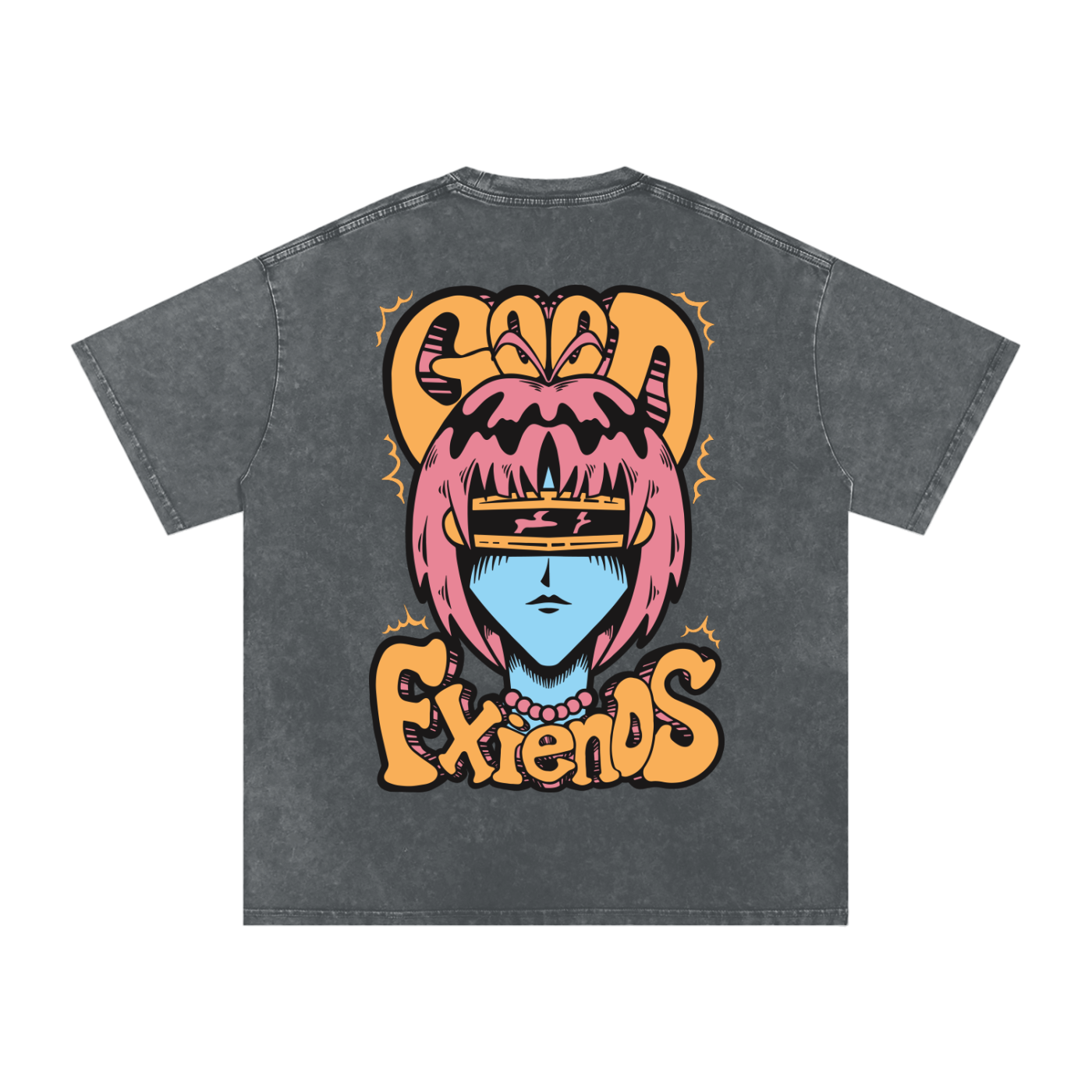 "Cyclops Girl" Washed Oversized Cotton T-Shirt
