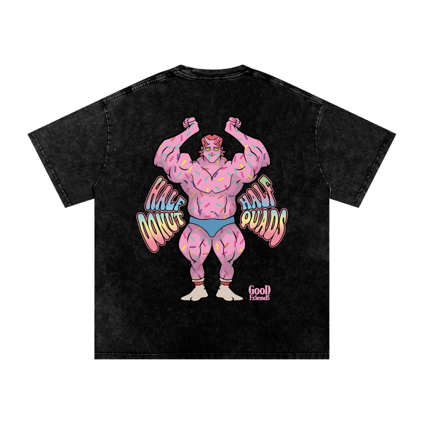 "Donut Man" Snow Washed Oversized Cotton T-Shirt
