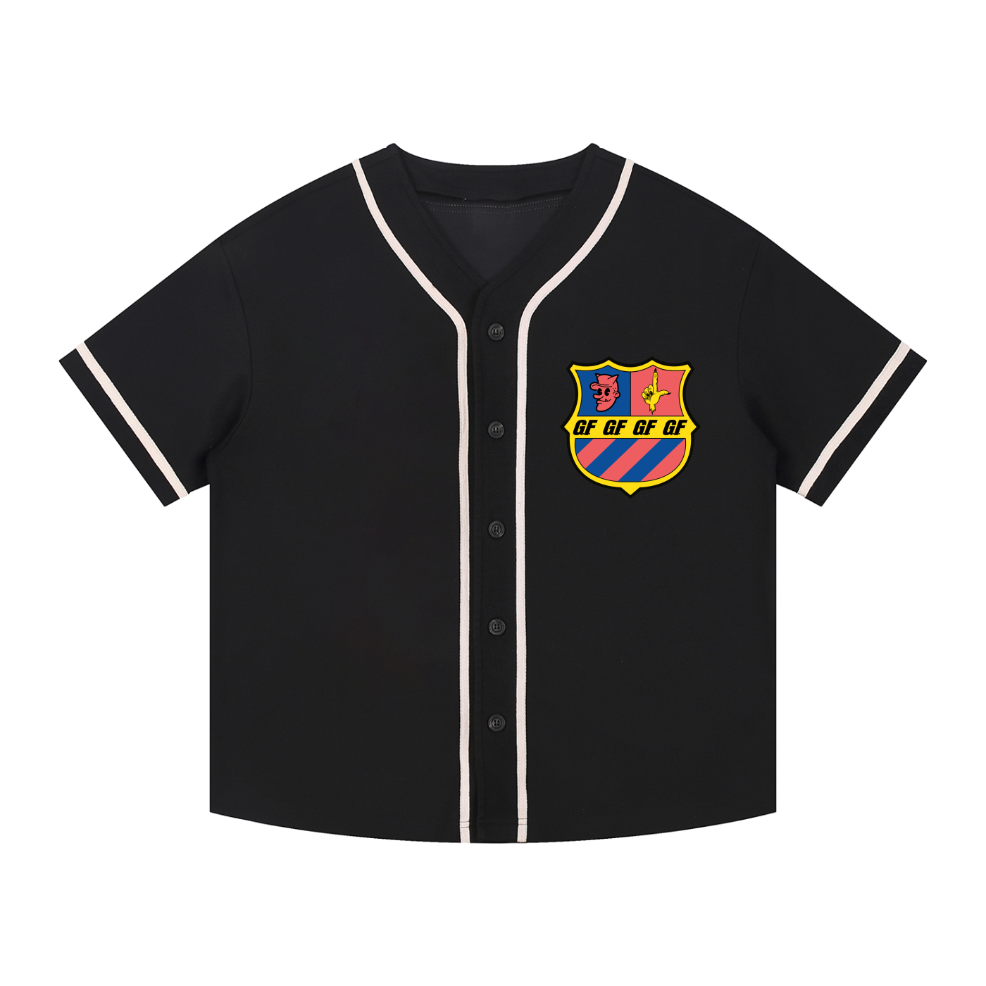 "House Crest" Piped Button-Up Jersey