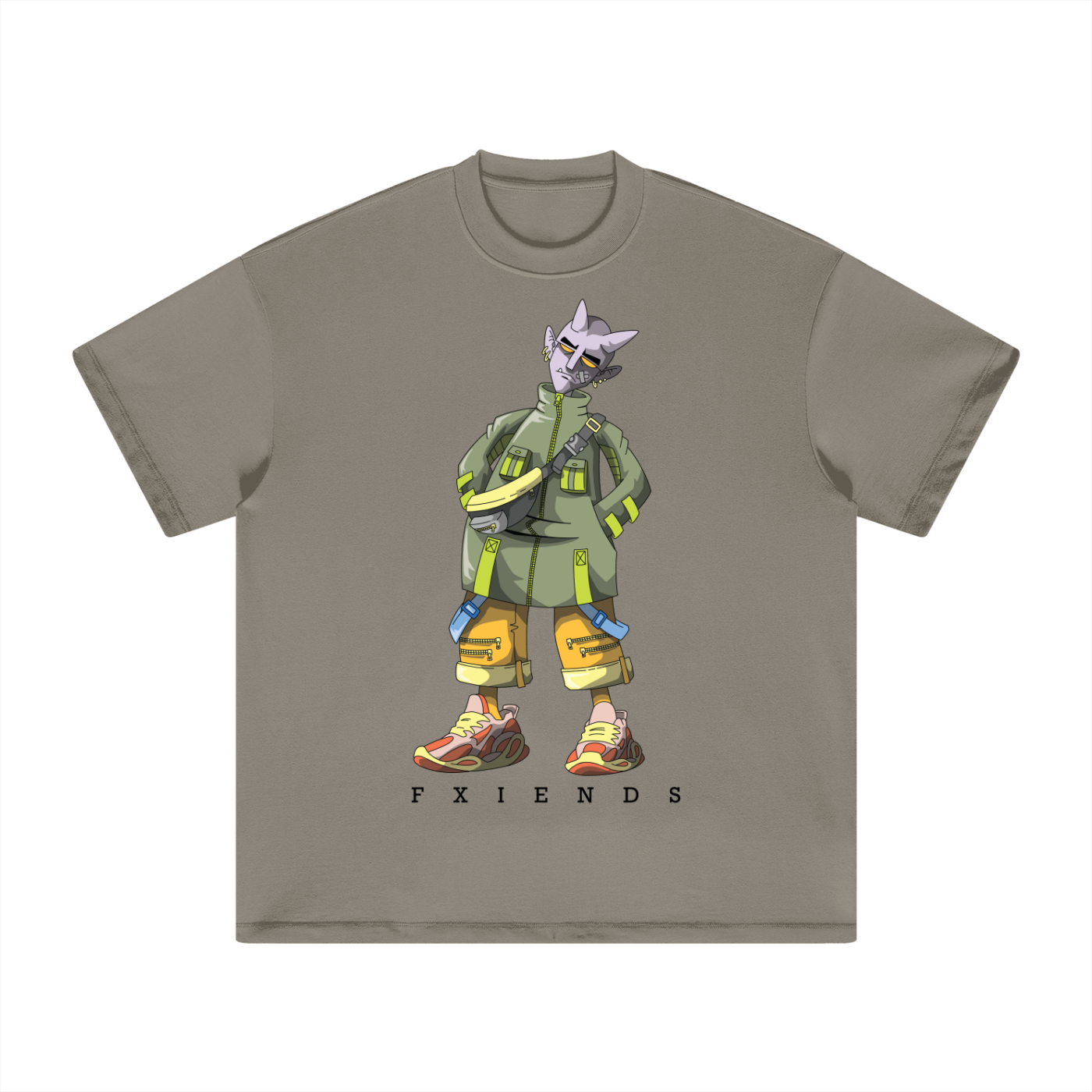 "Baggy Jacket Fxiend" Heavyweight Earth Tone T-Shirt