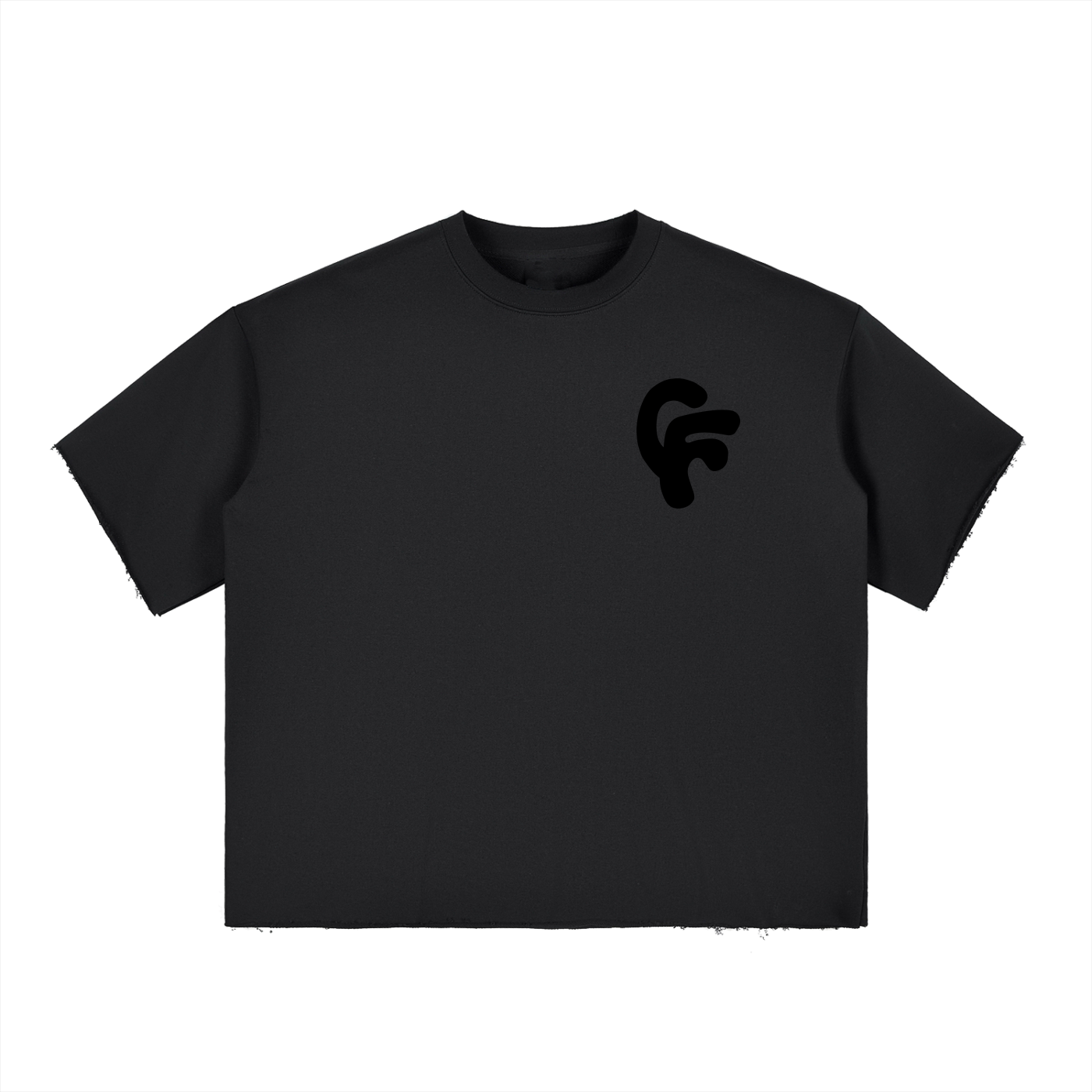 "Global Warming" Boxy Half-Sleeve Raw-Edge T-Shirt