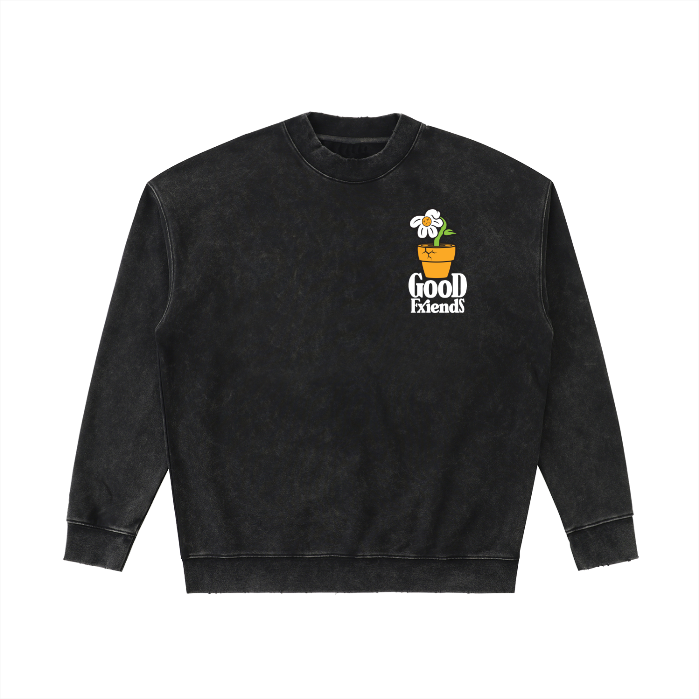 "Sad Flower" Drop Shoulder Crewneck Sweatshirt