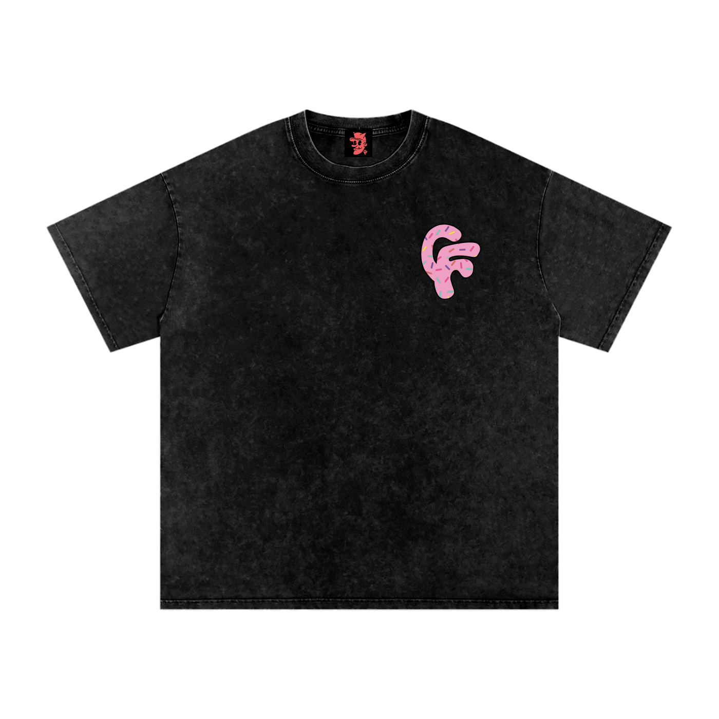 "Donut Man" Snow Washed Oversized Cotton T-Shirt