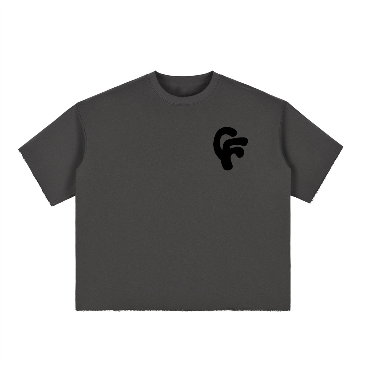 "Global Warming" Boxy Half-Sleeve Raw-Edge T-Shirt