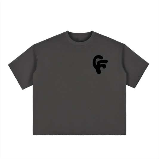 "Global Warming" Boxy Half-Sleeve Raw-Edge T-Shirt