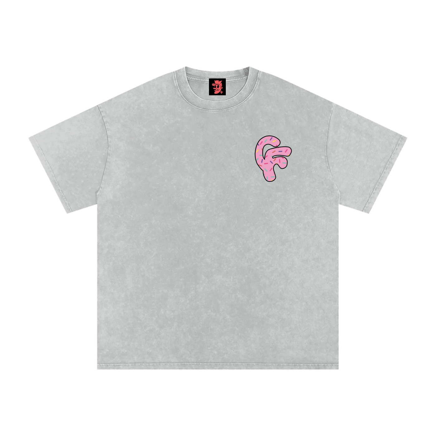 "Donut Man" Snow Washed Oversized Cotton T-Shirt