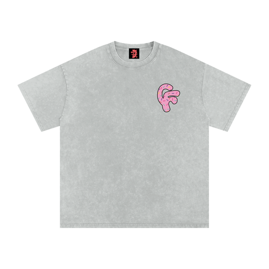 "Donut Man" Snow Washed Oversized Cotton T-Shirt