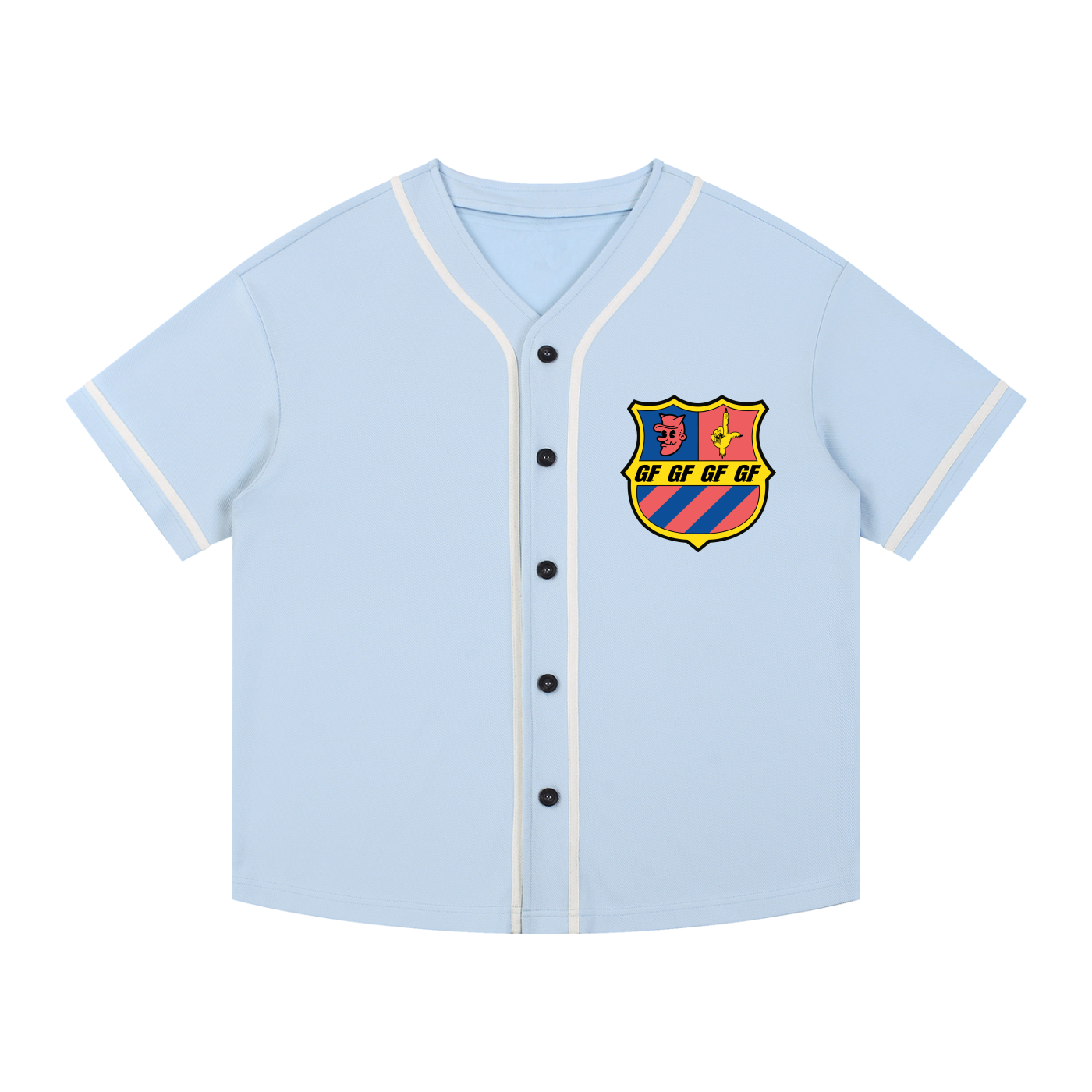 "House Crest" Piped Button-Up Jersey