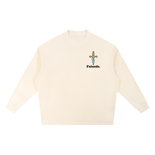 "Death and Dishonor" Knitted Round Neck Oversize Sweatshirt