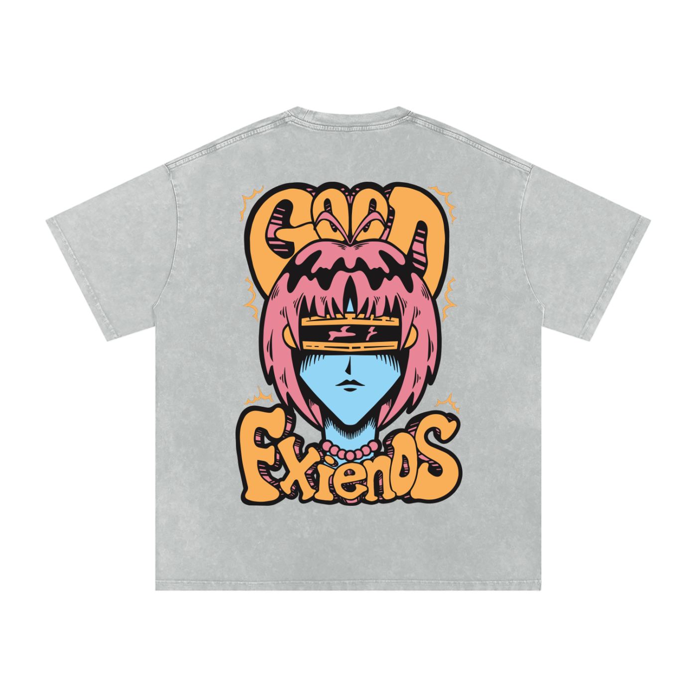 "Cyclops Girl" Washed Oversized Cotton T-Shirt