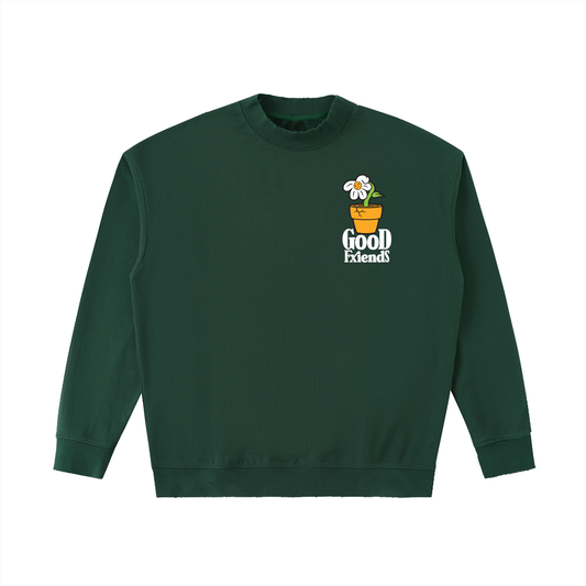 "Sad Flower" Drop Shoulder Crewneck Sweatshirt