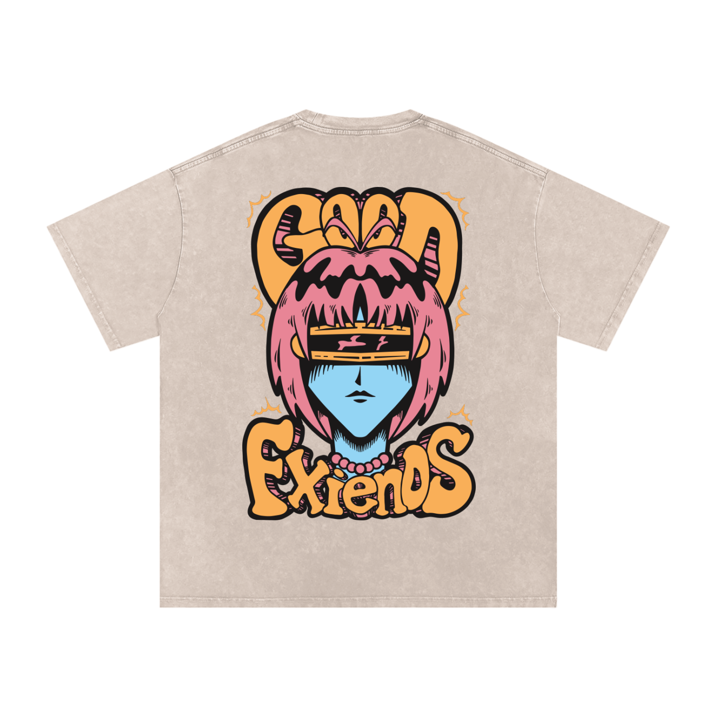"Cyclops Girl" Washed Oversized Cotton T-Shirt